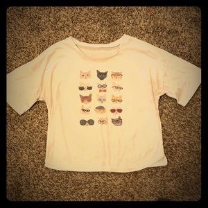 Hipster Cats Crop Top Tee